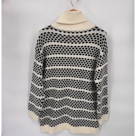 Ann Taylor Geometric Stripe Turtleneck Sweater Womens Medium Wool Blend NEW - Picture 6 of 8